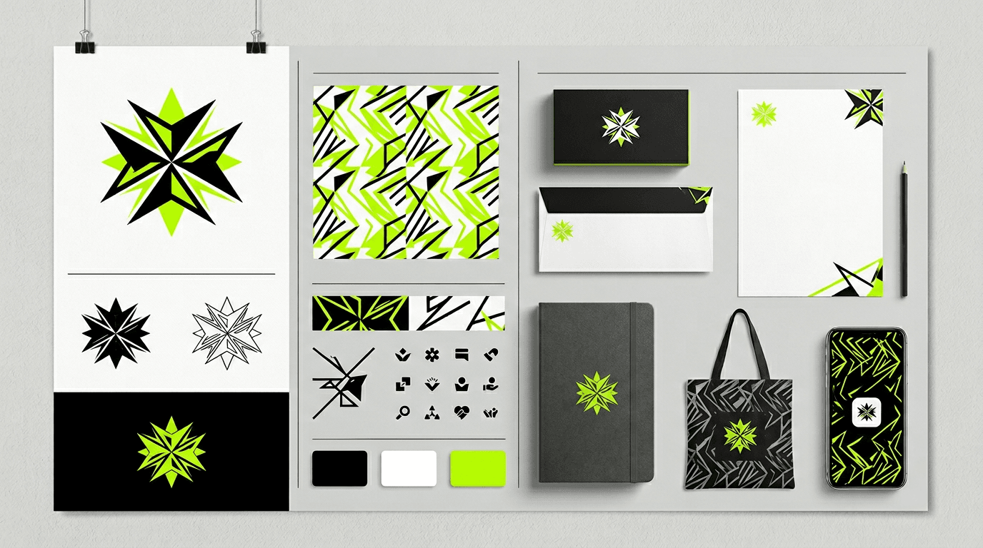 Abstract geometric brand identity artwork